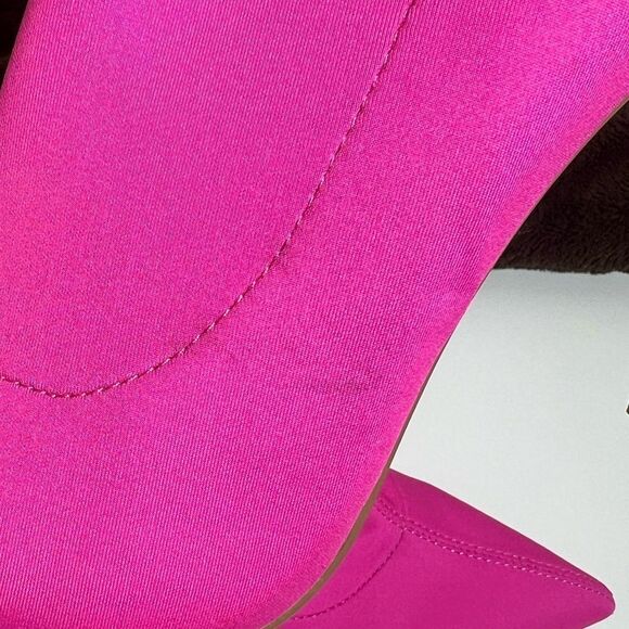 🩷 SHEIN fuchsia pink pointy high heel zip midcalf sock boots booties size 10 - Picture 10 of 11